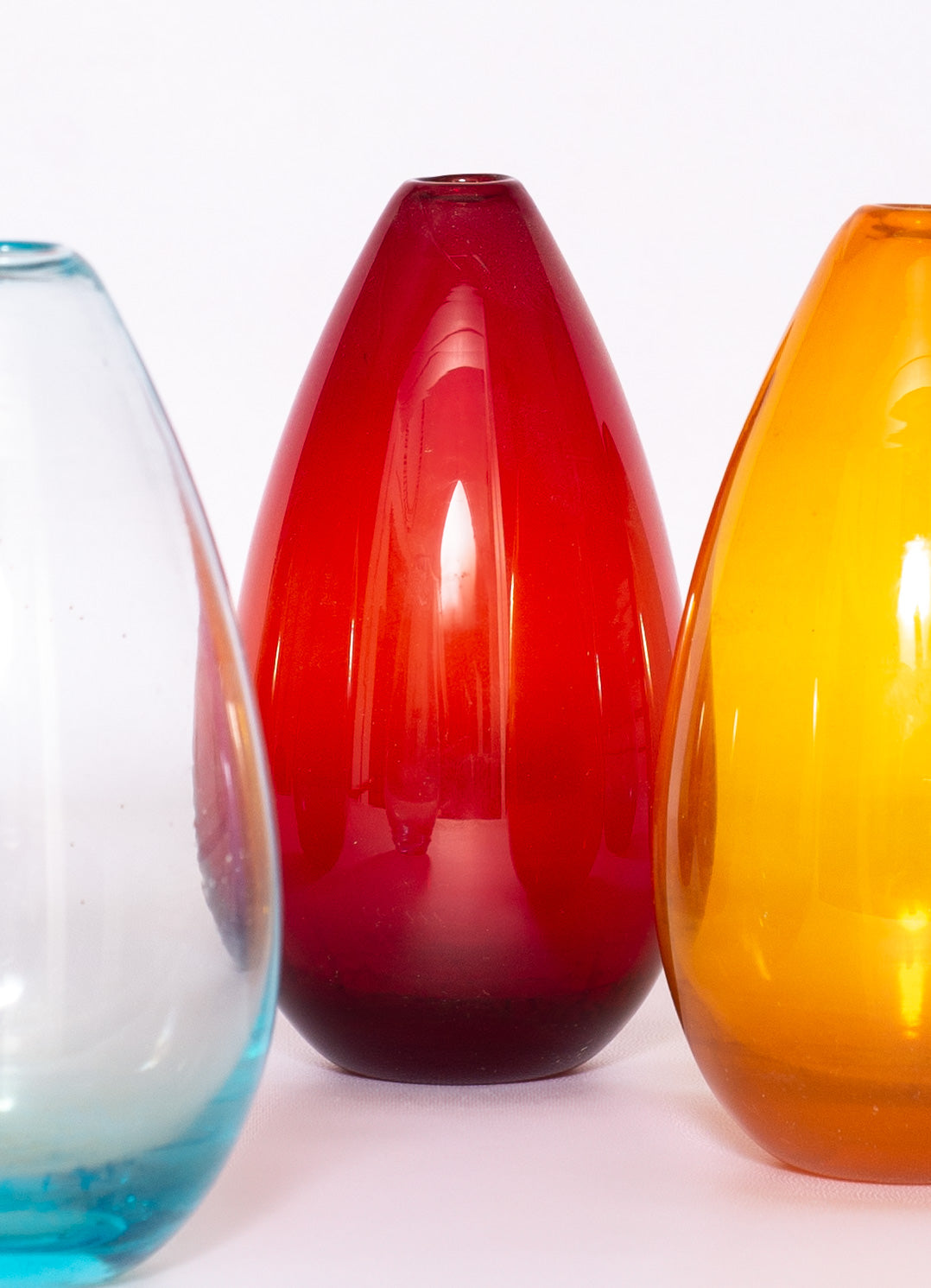 Set of 7 Teardrop-Shaped Glass Vases