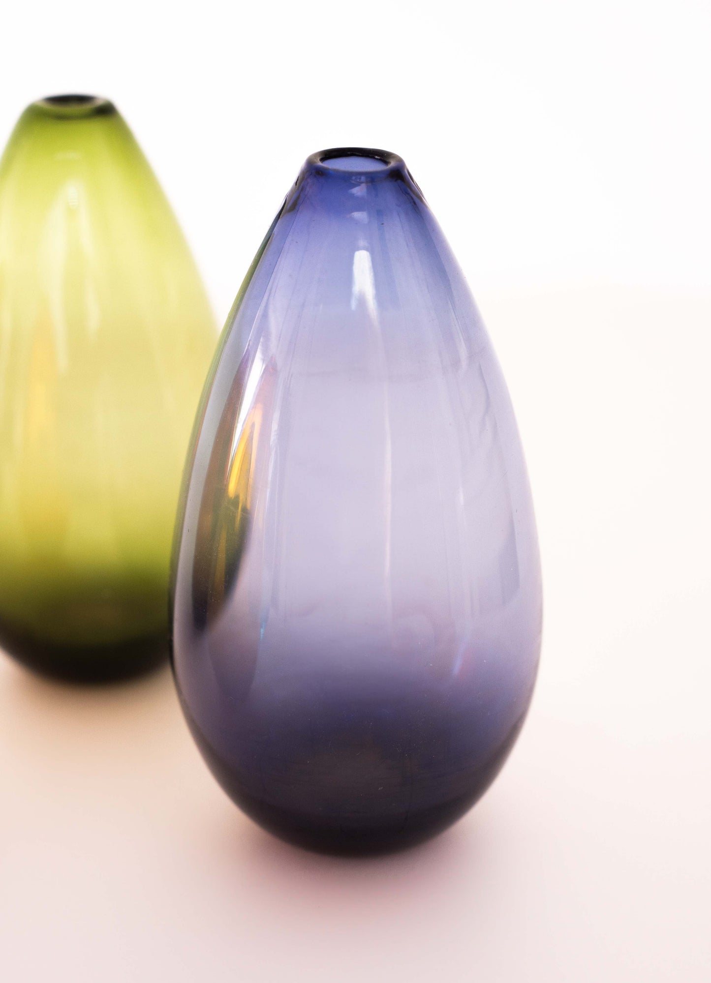 Set of 7 Teardrop-Shaped Glass Vases