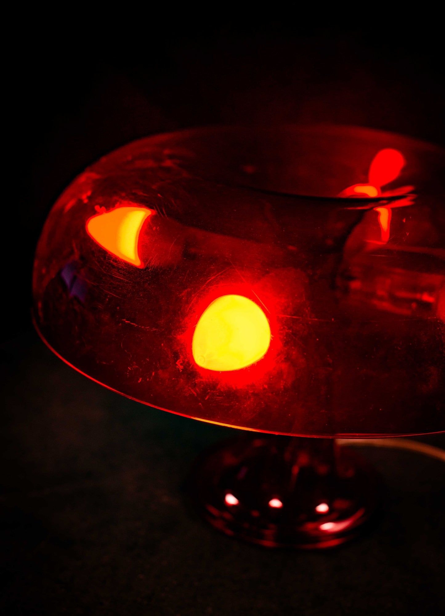 Vintage 1970s Translucent Red Mushroom Lamp