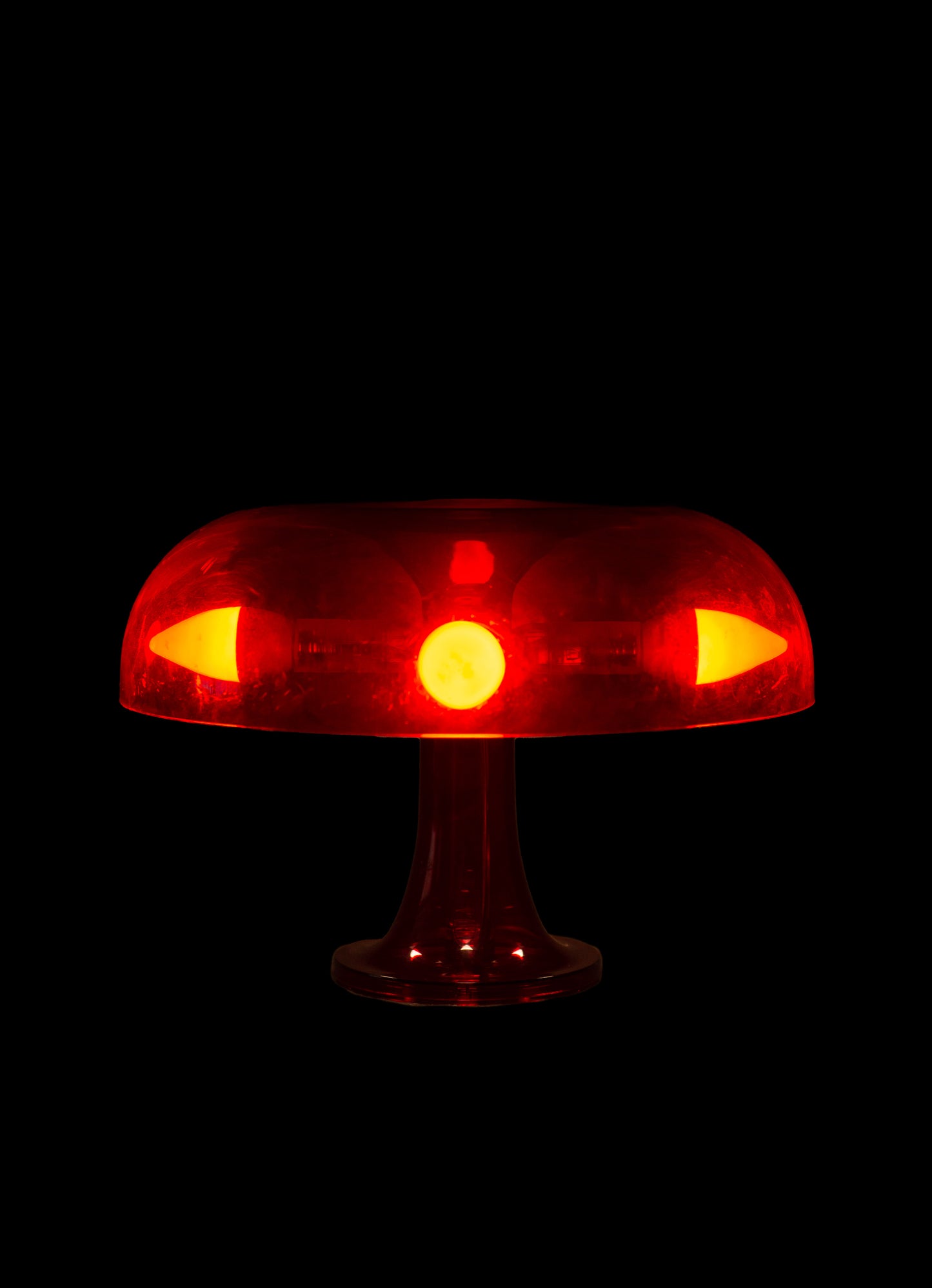 Vintage 1970s Translucent Red Mushroom Lamp